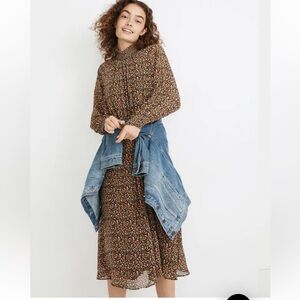 Madewell Georgette Smocked Neck Midi Dress in Folktale Paisley Sz small